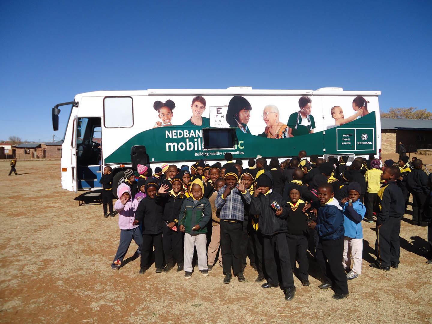Nedbank mobile clinic visiting a school